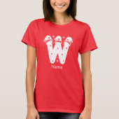 Weihnachtsmonogramm mit editierbarer Farbe und ind T-Shirt (Vorderseite)