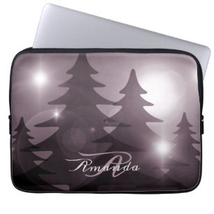 Weihnachtsmonogramm Rosa Bäume Feiertag Winter Laptopschutzhülle
