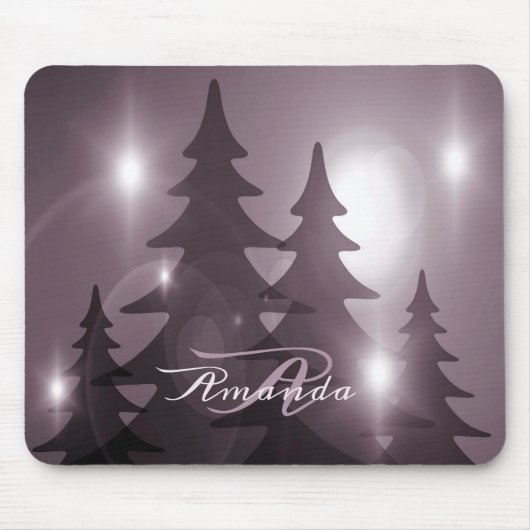 Weihnachtsmonogramm Rosa Bäume Feiertag Winter Mousepad (Vorne)