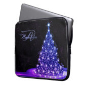 Weihnachtsmonogramm Rosa Blau Winter Schwarz Rusti Laptopschutzhülle (Vorderseite Links)