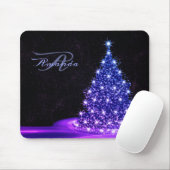 Weihnachtsmonogramm Rosa Blau Winter Schwarz Rusti Mousepad (Mit Mouse)