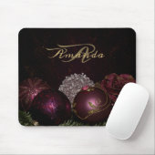 Weihnachtsmonogramm Rosa Schmuck Grün Schwarz Mousepad (Mit Mouse)