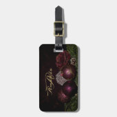 Weihnachtsmonogramm Rosa Schmuckstück Grün Schwarz Gepäckanhänger (Vorderseite vertikal)