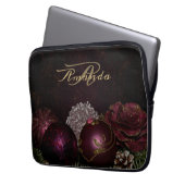 Weihnachtsmonogramm Rosa Schmuckstück Grün Schwarz Laptopschutzhülle (Vorderseite Links)