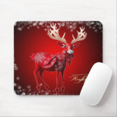 Weihnachtsmonogramm Roter Rentier Winterfeiertage Mousepad (Mit Mouse)