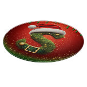 Weihnachtsmonogramm S mit Santa-Hut als festliches Schneidebrett (Ecke)