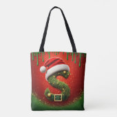Weihnachtsmonogramm S mit Santa-Hut als festliches Tasche (Rückseite)