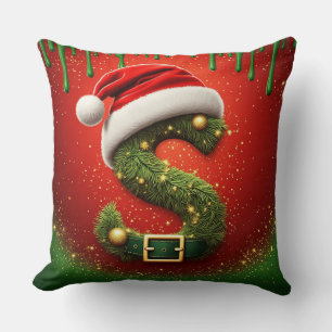 Weihnachtsmonogramm S mit Santa-Hut als Geschenk Kissen