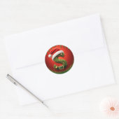 Weihnachtsmonogramm S mit Santa-Hut als Geschenk Runder Aufkleber (Umschlag)