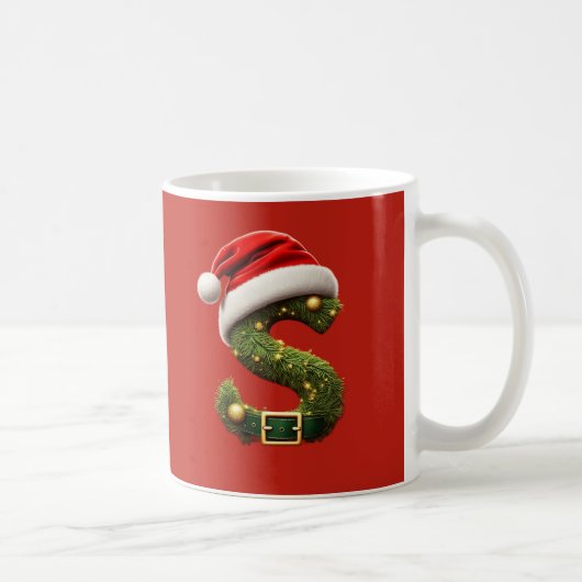 Weihnachtsmonogramm S mit Santa-Hut als Weihnachts Kaffeetasse (Rechts)