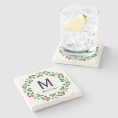 Weihnachtsmonogramm steinuntersetzer (Seitenansicht)