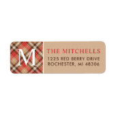 Weihnachtsmonogramm Tan Tartan Karierte Rücksendea (Vorne)