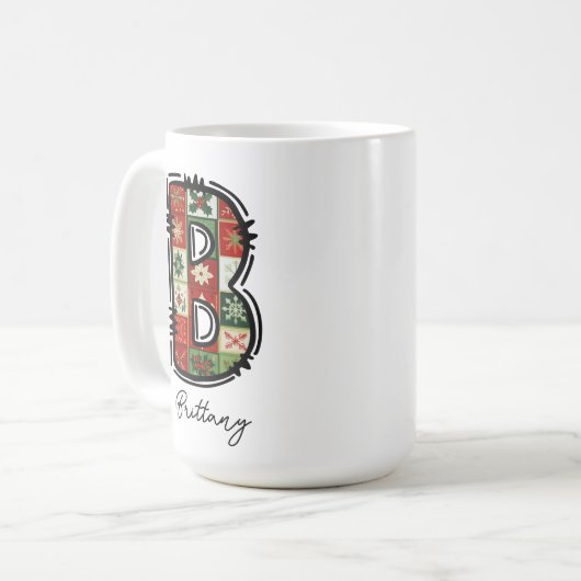 Weihnachtsmonogramm-Tasse, Tasse Personalisierter (Vorderseite Links)