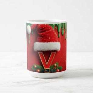 Weihnachtsmonogramm V Weihnachtsmann-Feiertagsbuch Kaffeetasse