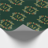 Weihnachtsmonogramm-Vintager StechpalmeWreath Geschenkpapier (Ecke)