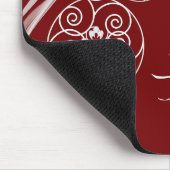 Weihnachtsmonogramm Weiße Ornamente Rot Elegant Mousepad (Ecke)