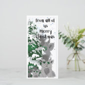 Weihnachtsmonster-Familienkarte Dankeskarte (Stehend Vorderseite)