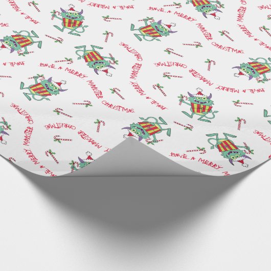 Weihnachtsmonster mit Geschenk Geschenkpapier (Ecke)