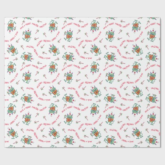 Weihnachtsmonster mit Geschenk Geschenkpapier (Flach)