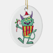 Weihnachtsmonster mit Geschenk Keramikornament (Rechts)
