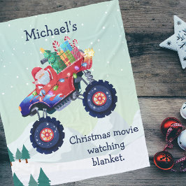 Weihnachtsmonster Truck Santa Movie Watching Fleecedecke