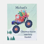 Weihnachtsmonster Truck Santa Movie Watching Fleecedecke (Vorderseite)