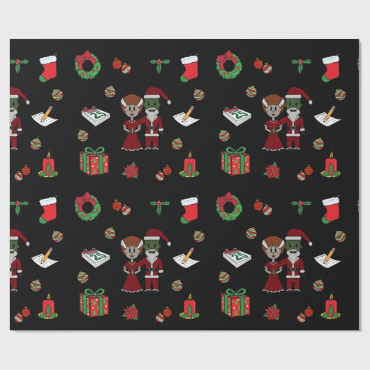 Weihnachtsmonsterpapier Geschenkpapier (Flach)