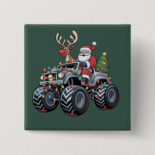 Weihnachtsmonstertruck Santa Feiertag Kinder Button