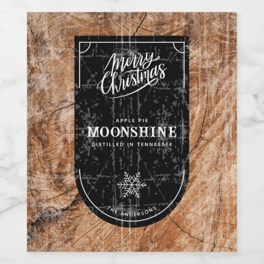 Weihnachtsmoonshine Set für Lebensmittel und Geträ Weinetikett (Einzelnes Label)