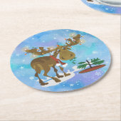 Weihnachtsmoose Runder Pappuntersetzer (Angewinkelt)