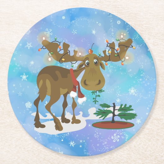 Weihnachtsmoose Runder Pappuntersetzer (Vorderseite)