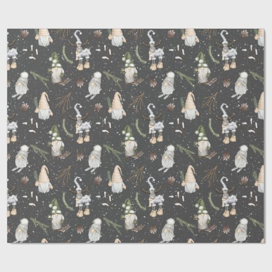 Weihnachtsmoose und Gnomes Geschenkpapier (Flach)