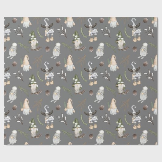 Weihnachtsmoose und Gnomes Geschenkpapier (Flach)