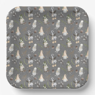 Weihnachtsmoose und Gnomes Pappteller