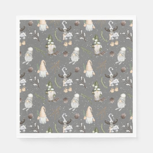 Weihnachtsmoose und Gnomes Serviette (Vorderseite)
