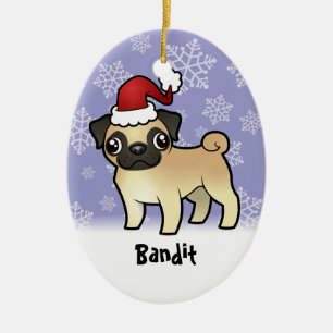 WeihnachtsMops (addieren Sie Ihren Haustiernamen) Keramikornament