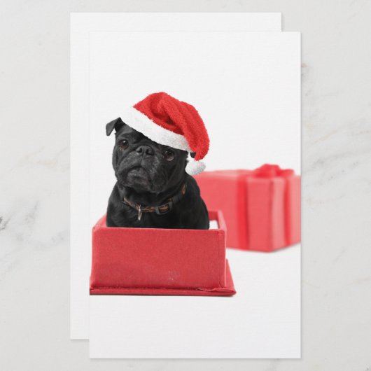 WeihnachtsMops Briefpapier (Vorne/Hinten)