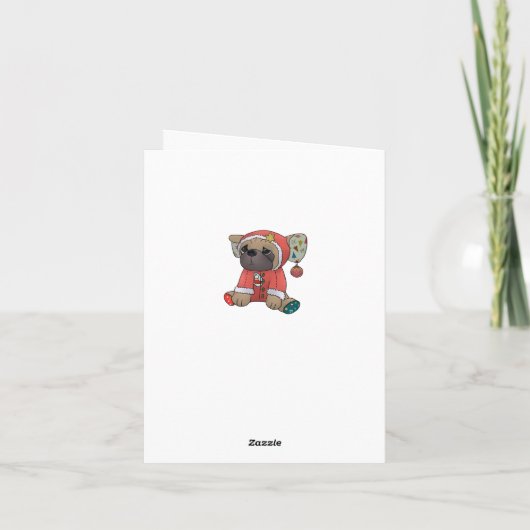 Weihnachtsmops Feiertagskarte (Rückseite)