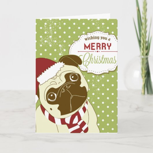 WeihnachtsMops Feiertagskarte (Vorderseite)