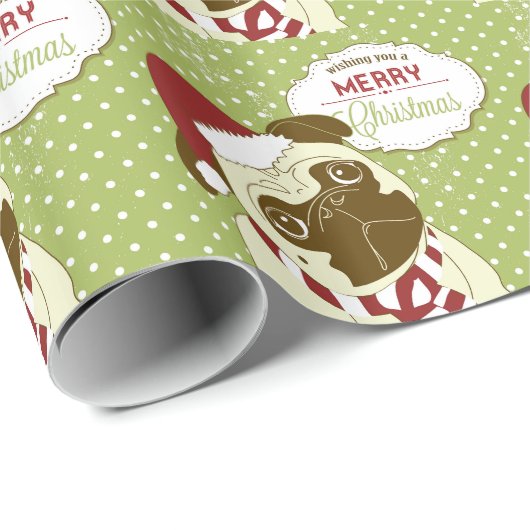 WeihnachtsMops Geschenkpapier (Rolleneckpunkt)