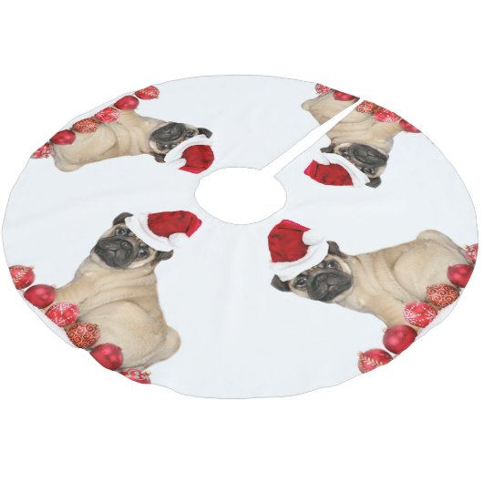 WeihnachtsMops-Hundebaumrock Polyester Weihnachtsbaumdecke (Schrägansicht)