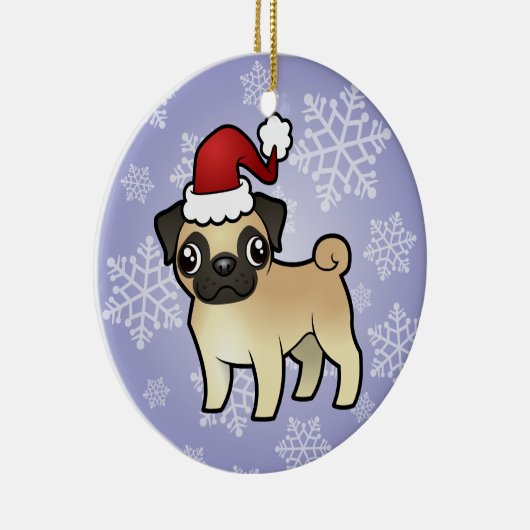 WeihnachtsMops Keramik Ornament (Rechts)