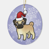WeihnachtsMops Keramik Ornament (Links)