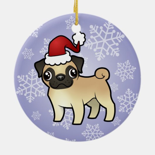 WeihnachtsMops Keramik Ornament (Hinten)