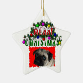 WeihnachtsMops Keramikornament (Rechts)