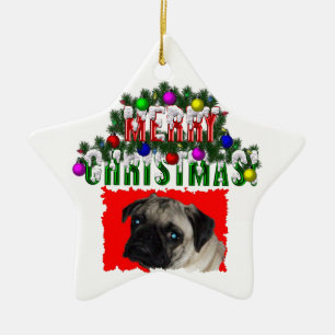 WeihnachtsMops Keramikornament