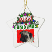 WeihnachtsMops Keramikornament (Links)
