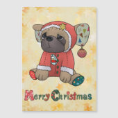 Weihnachtsmops Magnetkarte (Vorderseite)
