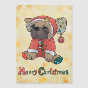 Weihnachtsmops Magnetkarte
