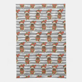 WeihnachtsMops-Porträt-Muster Geschirrtuch (Vertikal)